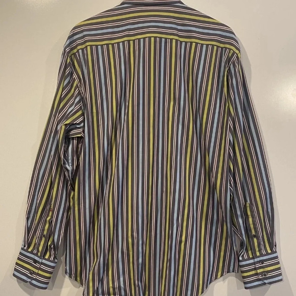 Robert Graham Striped Long Sleeve Flip Cuff Shirt Mens Size XL (663) - Picture 2 of 6